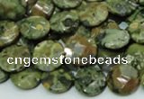 CRH84 15.5 inches 12mm faceted flat round rhyolite beads wholesale