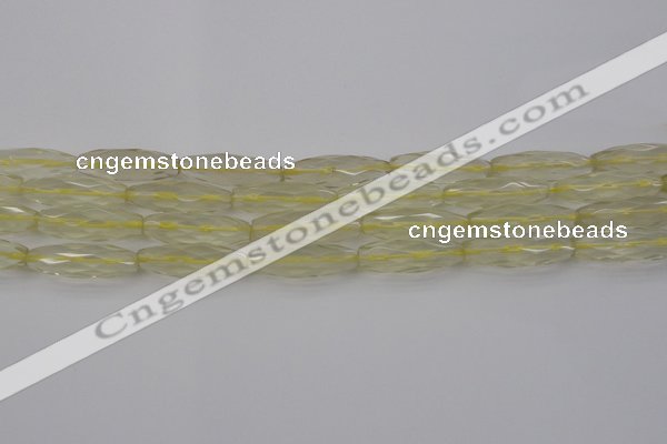 CRI03 15.5 inches 10*30mm faceted rice lemon quartz beads wholesale