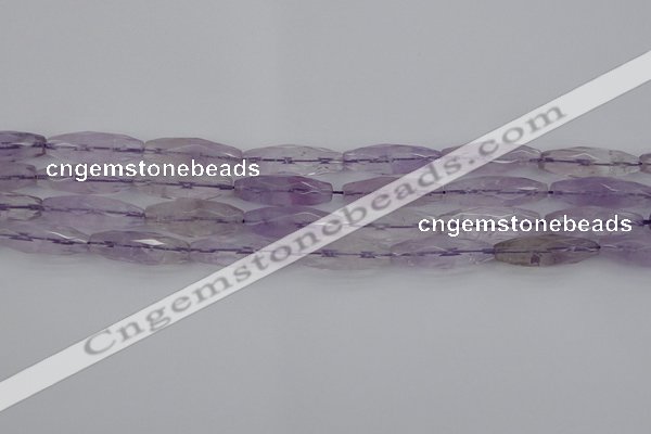 CRI04 15.5 inches 10*30mm faceted rice amethyst beads wholesale