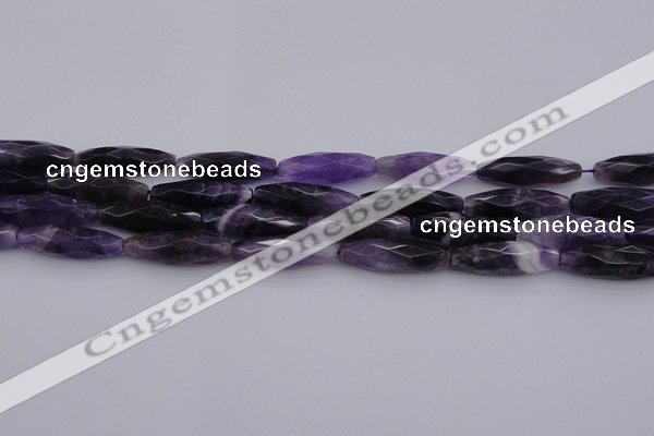 CRI05 15.5 inches 10*30mm faceted rice dogtooth amethyst beads