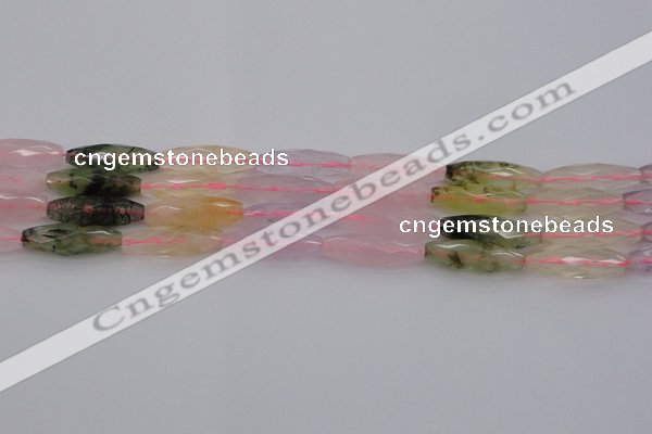 CRI08 15.5 inches 10*30mm faceted rice mixed quartz beads