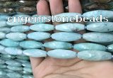 CRI111 15.5 inches 10*30mm faceted rice amazonite gemstone beads