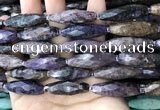 CRI114 15.5 inches 10*30mm faceted rice charoite gemstone beads