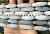 CRI119 15.5 inches 10*30mm faceted rice aquamarine beads