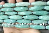 CRI120 15.5 inches 10*30mm faceted rice amazonite gemstone beads