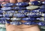 CRI121 15.5 inches 10*30mm faceted rice sodalite gemstone beads