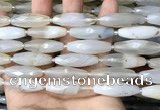 CRI124 15.5 inches 10*30mm faceted rice agate gemstone beads