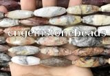 CRI127 15.5 inches 10*30mm faceted rice crazy lace agate beads