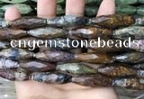 CRI130 15.5 inches 10*30mm faceted rice agate gemstone beads