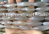 CRI136 15.5 inches 10*30mm faceted rice moonstone gemstone beads