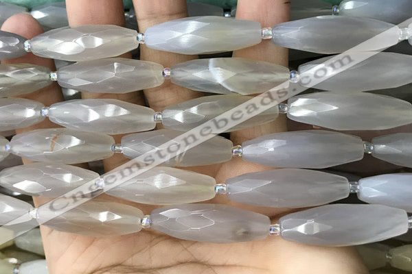 CRI136 15.5 inches 10*30mm faceted rice moonstone gemstone beads