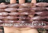 CRI138 15.5 inches 10*30mm faceted rice strawberry quartz beads