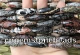 CRI141 15.5 inches 10*30mm faceted rice snowflake obsidian beads