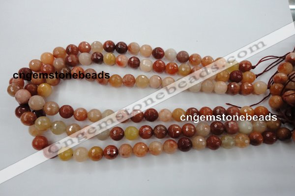 CRJ253 15.5 inches 10mm faceted round red jade gemstone beads