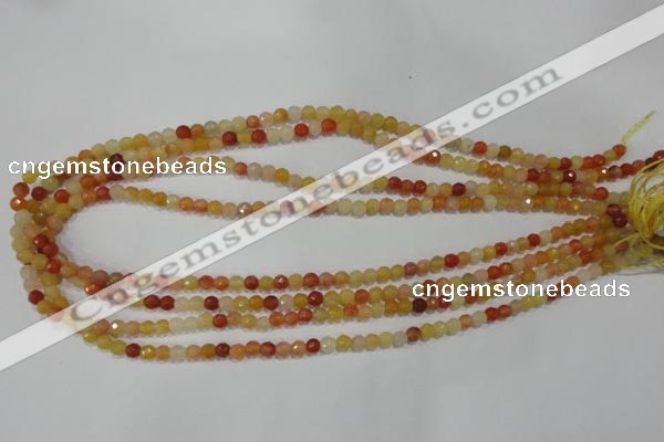 CRJ400 15.5 inches 4mm faceted round red & yellow jade beads