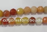 CRJ402 15.5 inches 8mm faceted round red & yellow jade beads