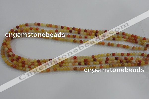 CRJ410 15.5 inches 4mm round red & yellow jade beads wholesale