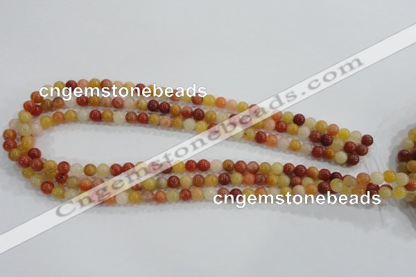 CRJ412 15.5 inches 6mm round red & yellow jade beads wholesale