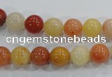 CRJ414 15.5 inches 10mm round red & yellow jade beads wholesale