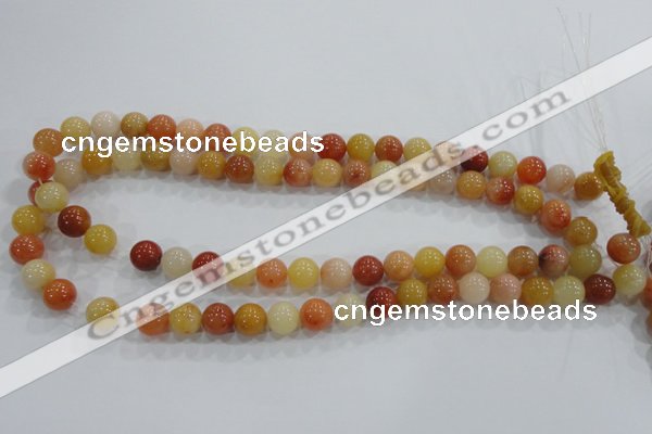 CRJ414 15.5 inches 10mm round red & yellow jade beads wholesale