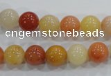 CRJ415 15.5 inches 12mm round red & yellow jade beads wholesale