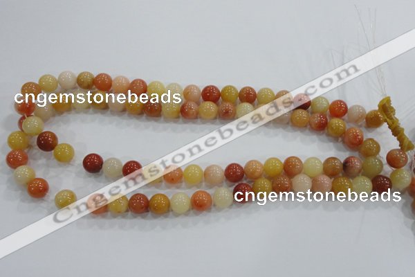 CRJ415 15.5 inches 12mm round red & yellow jade beads wholesale