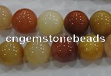 CRJ416 15.5 inches 14mm round red & yellow jade beads wholesale