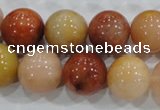 CRJ417 15.5 inches 16mm round red & yellow jade beads wholesale