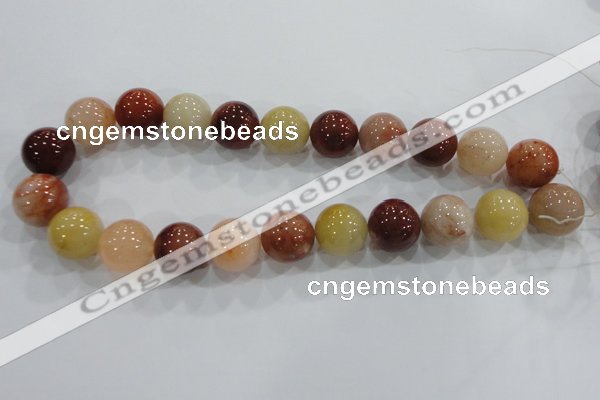 CRJ418 15.5 inches 18mm round red & yellow jade beads wholesale