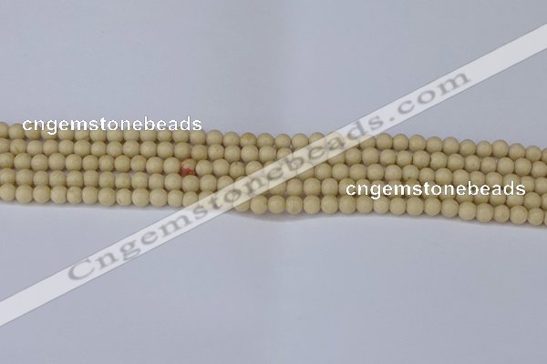 CRJ600 15.5 inches 4mm round white fossil jasper beads wholesale