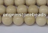 CRJ602 15.5 inches 8mm round white fossil jasper beads wholesale