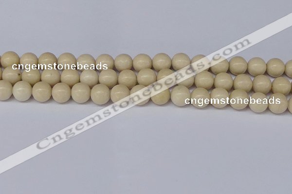 CRJ603 15.5 inches 10mm round white fossil jasper beads wholesale