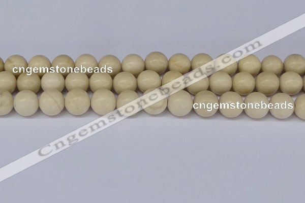 CRJ605 15.5 inches 14mm round white fossil jasper beads wholesale