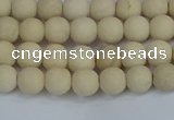 CRJ610 15.5 inches 4mm round matte white fossil jasper beads