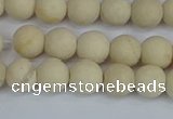 CRJ611 15.5 inches 6mm round matte white fossil jasper beads