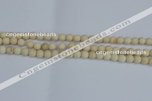 CRJ611 15.5 inches 6mm round matte white fossil jasper beads