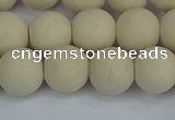 CRJ612 15.5 inches 8mm round matte white fossil jasper beads