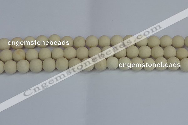CRJ612 15.5 inches 8mm round matte white fossil jasper beads