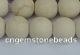 CRJ613 15.5 inches 10mm round matte white fossil jasper beads