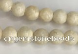 CRJ620 15.5 inches 4mmm round white fossil jasper beads wholesale