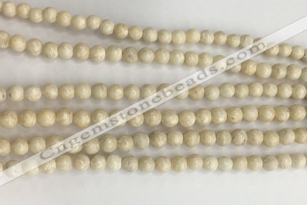 CRJ620 15.5 inches 4mmm round white fossil jasper beads wholesale