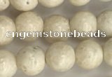 CRJ621 15.5 inches 6mm round white fossil jasper beads wholesale