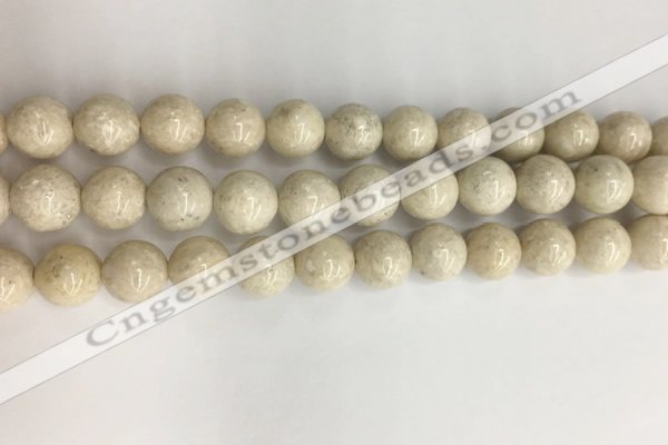 CRJ623 15.5 inches 10mm round white fossil jasper beads wholesale