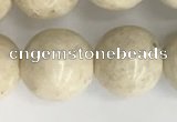 CRJ624 15.5 inches 12mm round white fossil jasper beads wholesale