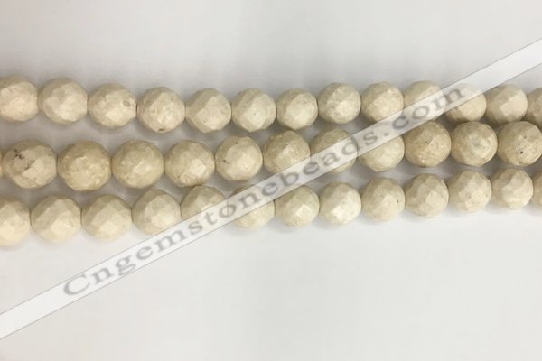 CRJ628 15.5 inches 8mm round white fossil jasper beads wholesale