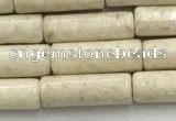 CRJ634 15.5 inches 4*13mm tube white fossil jasper beads wholeasle