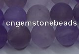 CRO1015 15.5 inches 14mm round matte amethyst gemstone beads