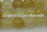 CRO1033 15.5 inches 10mm faceted round yellow watermelon quartz beads