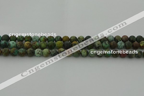 CRO1052 15.5 inches 8mm round matte African turquoise beads