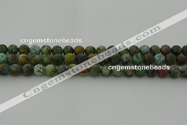 CRO1053 15.5 inches 10mm round matte African turquoise beads